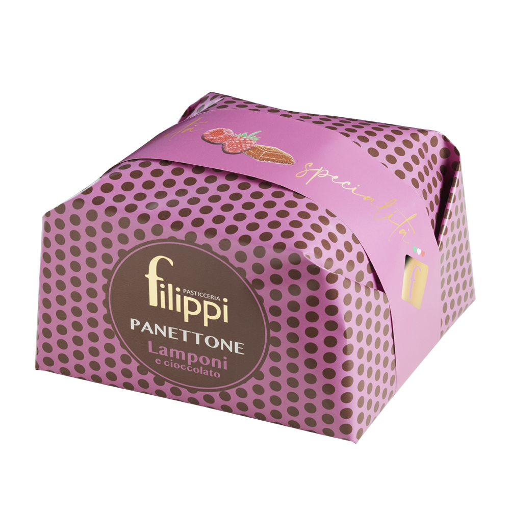 Panettone aux framboises et chocolat 500g - Filippi Pâtisserie - Panettone - - La Guilde Culinaire