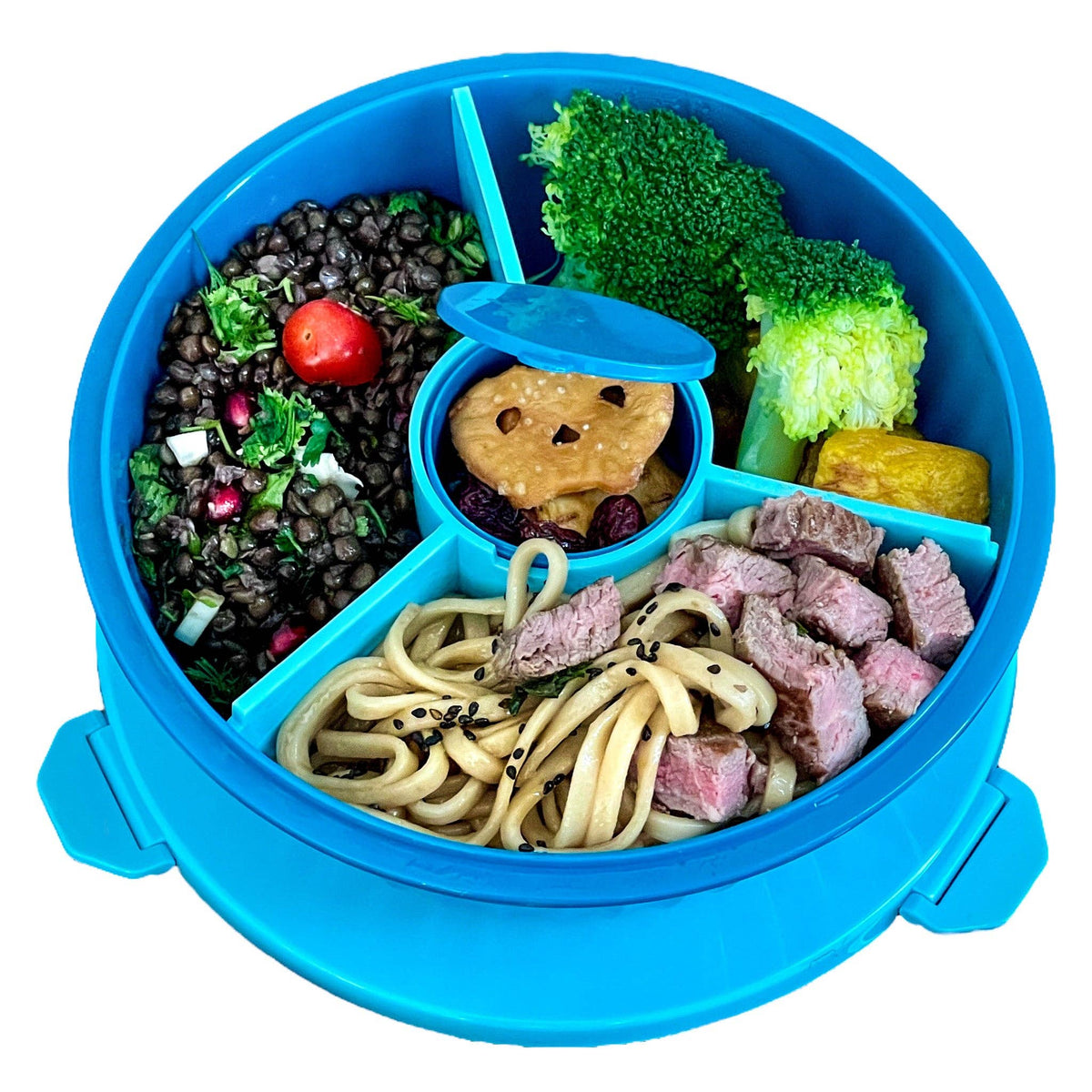 Yumbox Bol Poke avec séparateur 3 parties - Bleu lagon - Yumbox - Boîte à repas - - La Guilde Culinaire