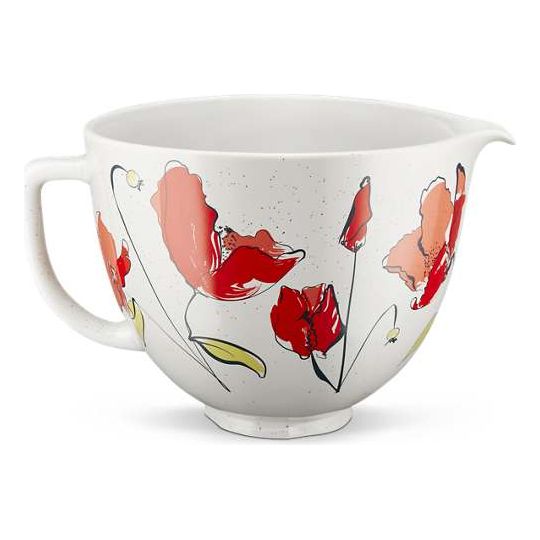 Bol en céramique motifs coquelicots 3L-5qt pour KitchenAid    - Kitchenaid - Bol batteur sur socle -  - La Guilde Culinaire