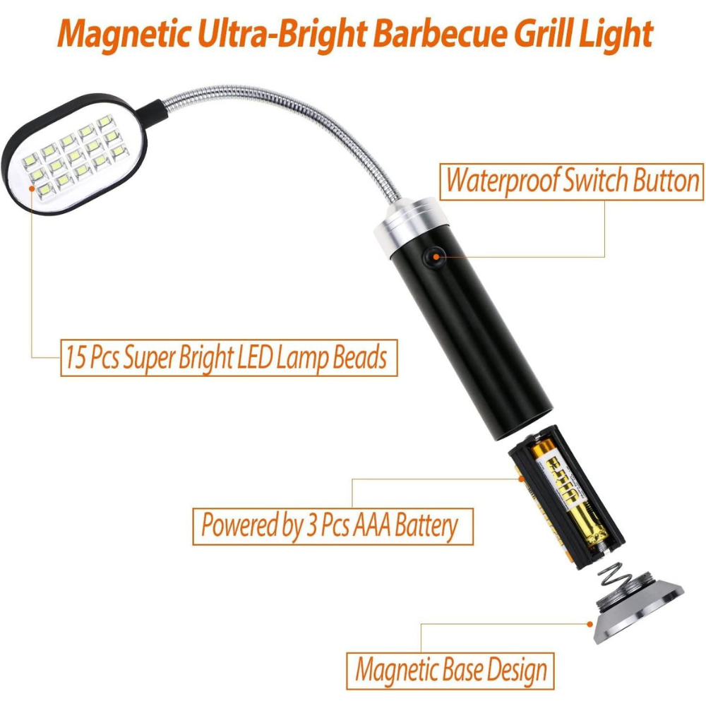 Lampe de gril rotative, argent    - Outset - Lampe gril -  - La Guilde Culinaire