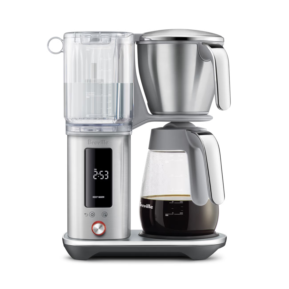 Machine à Café filtre The Luxe Brewer Glass Acier inoxydable brossé - Breville - Cafetière à filtre - BDC415BSS1BNA1 - La Guilde Culinaire