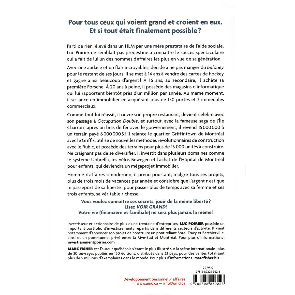 Voir grand : Leçons d'affaires, de vie et de liberté - Un Monde Différent - Livre de cuisine - - La Guilde Culinaire