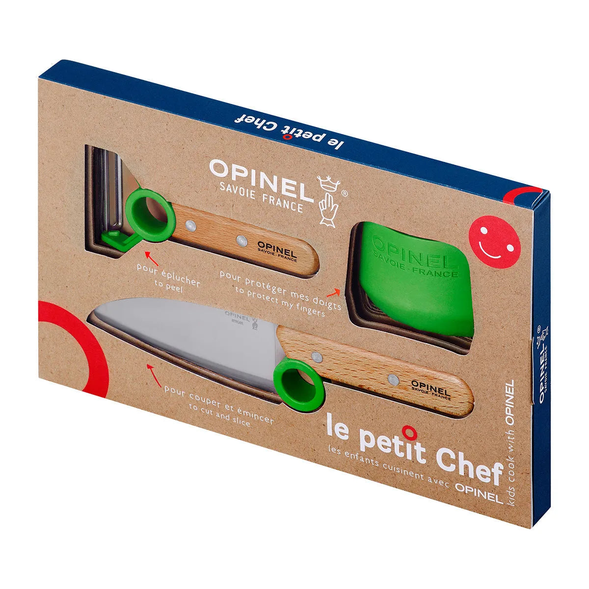 Opinel - Coffret Le Petit Chef (couteau+protège doigt+éplucheur) - vert    - Opinel - Couteau pour enfant -  - La Guilde Culinaire