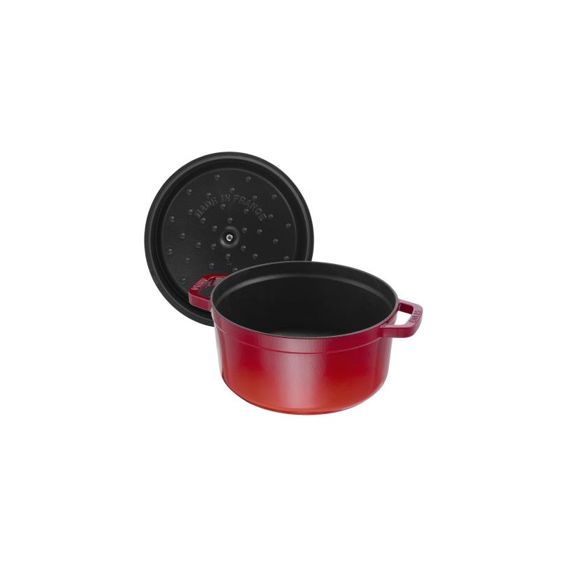 Cocotte ronde fonte et émail Rouge 9'' 24cm 3.8L    - Staub - Cocotte -  - La Guilde Culinaire
