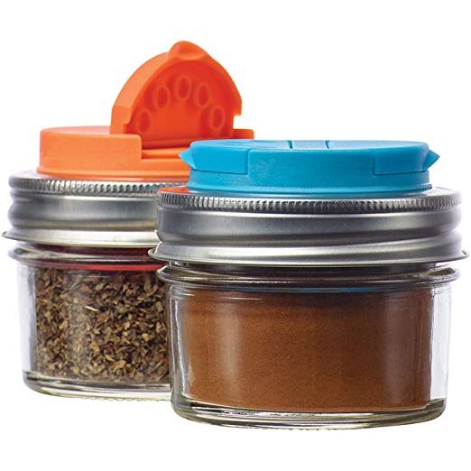Couvercle à épices (2 un) orange-bleu pour pots Mason    - Jarware - Pot masson -  - La Guilde Culinaire
