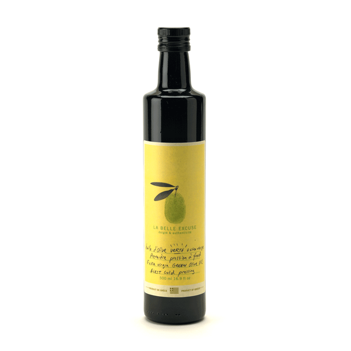 Huile d’olive verte extra vierge (première pression à froid) 500ml    - La Belle Excuse - Huile d'olive -  - La Guilde Culinaire