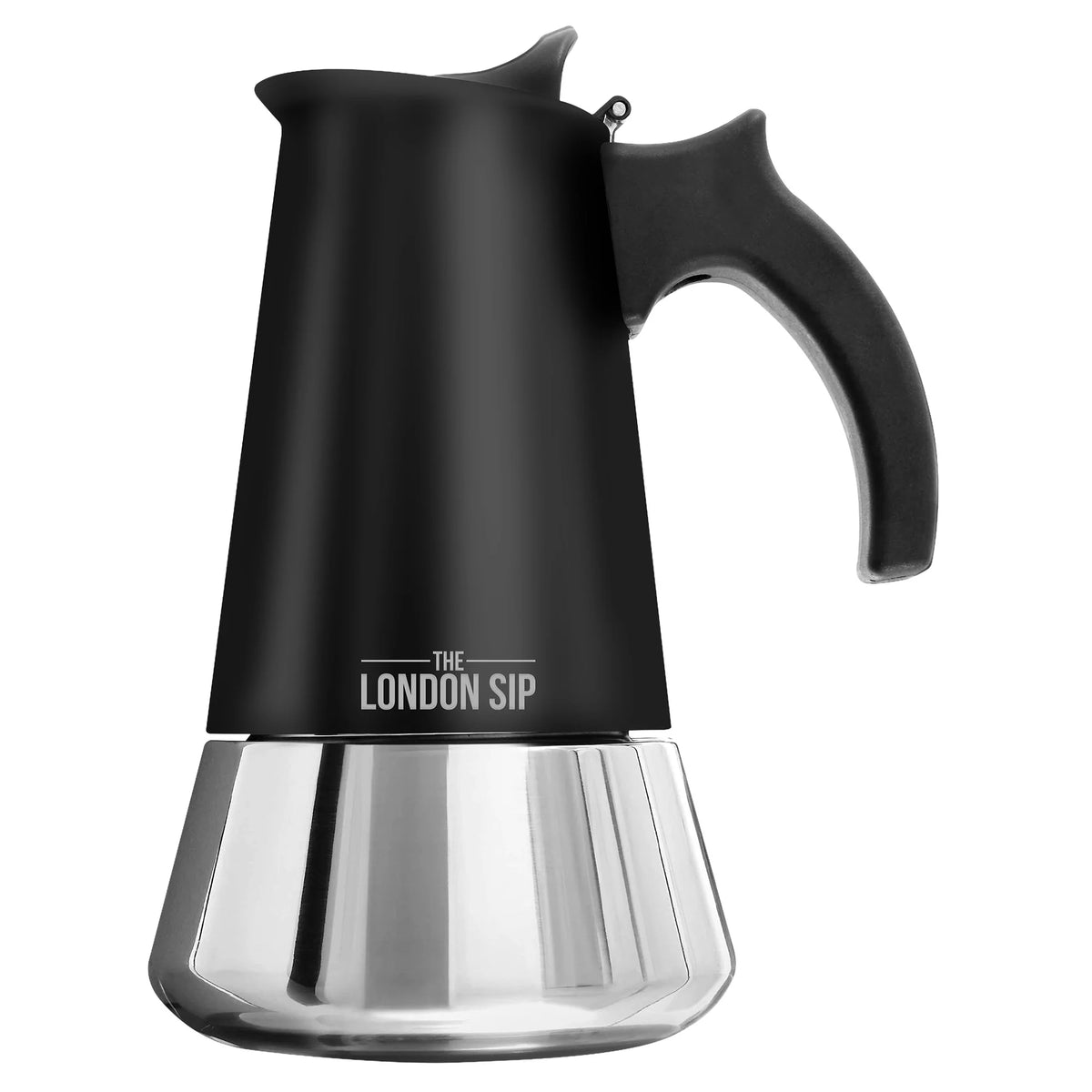 Machine à espresso 10 Tasses en acier inoxydable pour cuisinière Noir   - The London Sip Company - Cafetière italienne - EM10B - La Guilde Culinaire