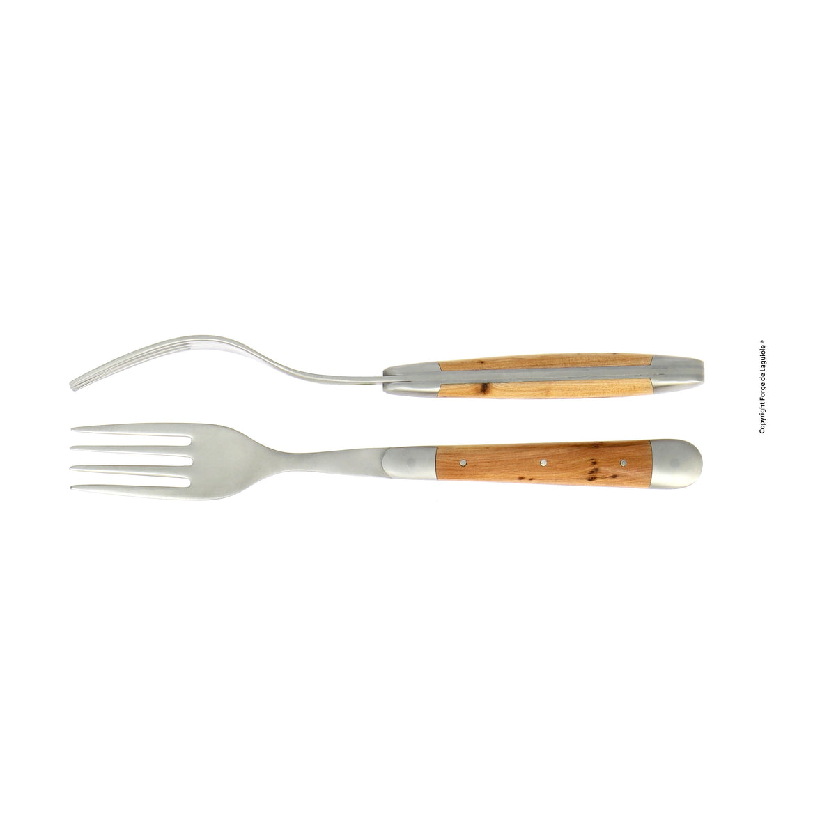 Fourchette, mitre inox mat, Genévrier – Laguiole    - Laguiole - Fourchette de table -  - La Guilde Culinaire