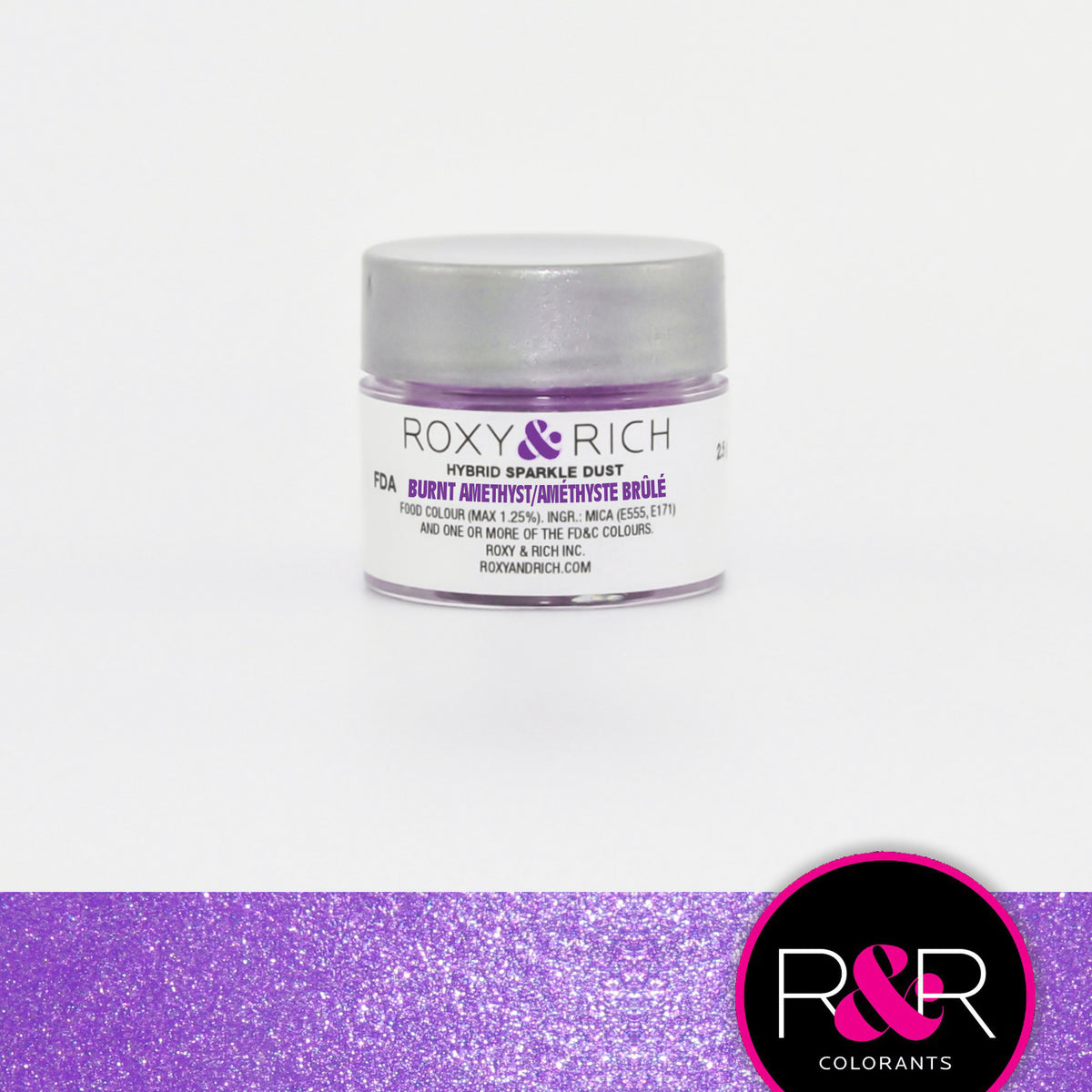 Poudre étincelante hybride Améthyste Brûlée    - Roxy & Rich - Poudre étincelante -  - La Guilde Culinaire