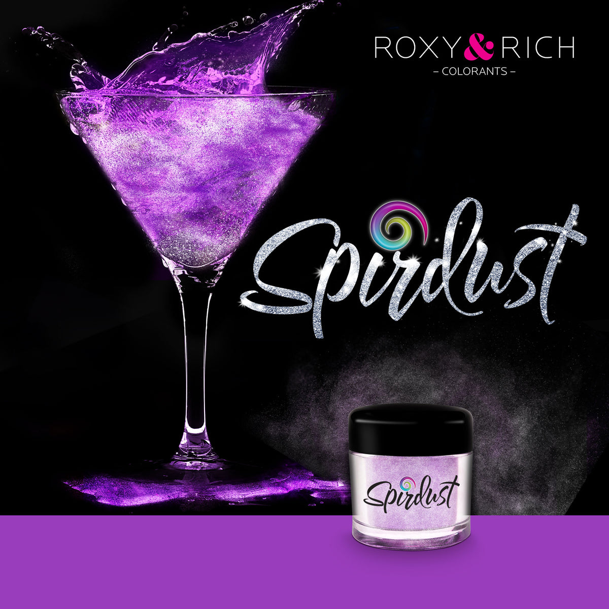 Poudres brillantes comestibles pour boissons - VIOLET - SPIRDUST    - Roxy & Rich - Colorant pour boisson -  - La Guilde Culinaire