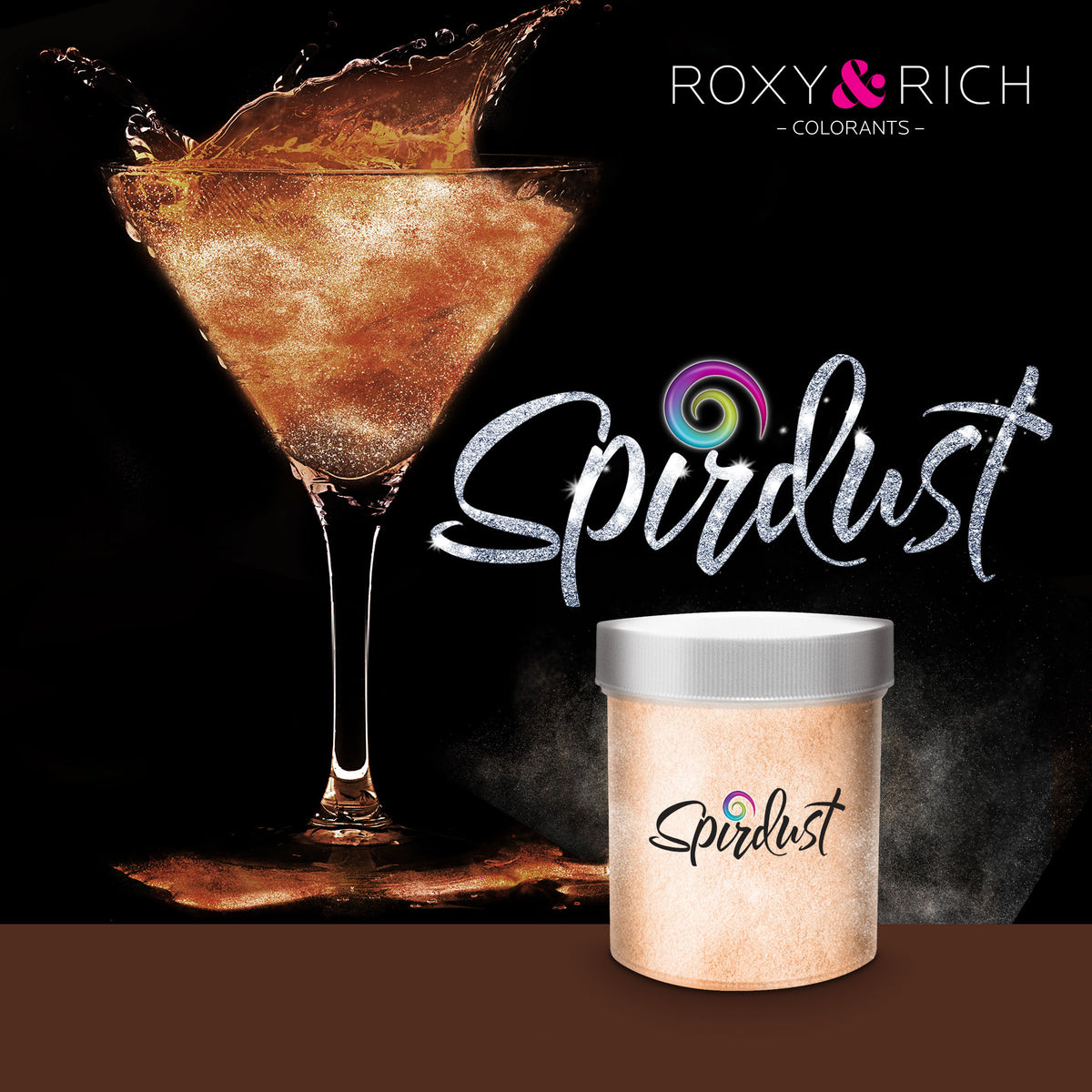 Poudres brillantes comestibles pour boissons - CUIVRÉ - SPIRDUST 25g   - Roxy & Rich - Colorant pour boisson - SPIR25-016 - La Guilde Culinaire