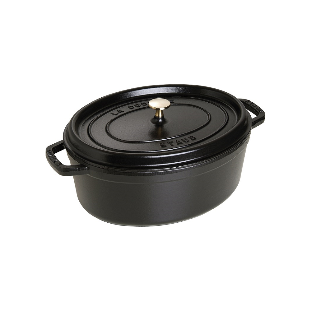 Cocotte ovale fonte et émail Noir 14'' 37cm 8L    - Staub - Cocotte -  - La Guilde Culinaire