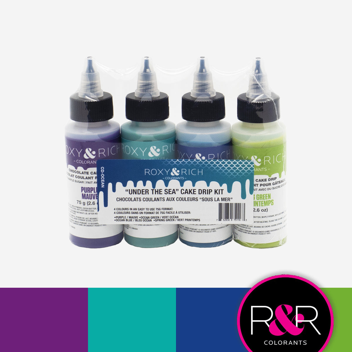 Chocolat Coulant - Mini Cake Drip "Sous la Mer" (4 x 75g)    - Roxy & Rich - Chocolat coulant pour gâteau -  - La Guilde Culinaire