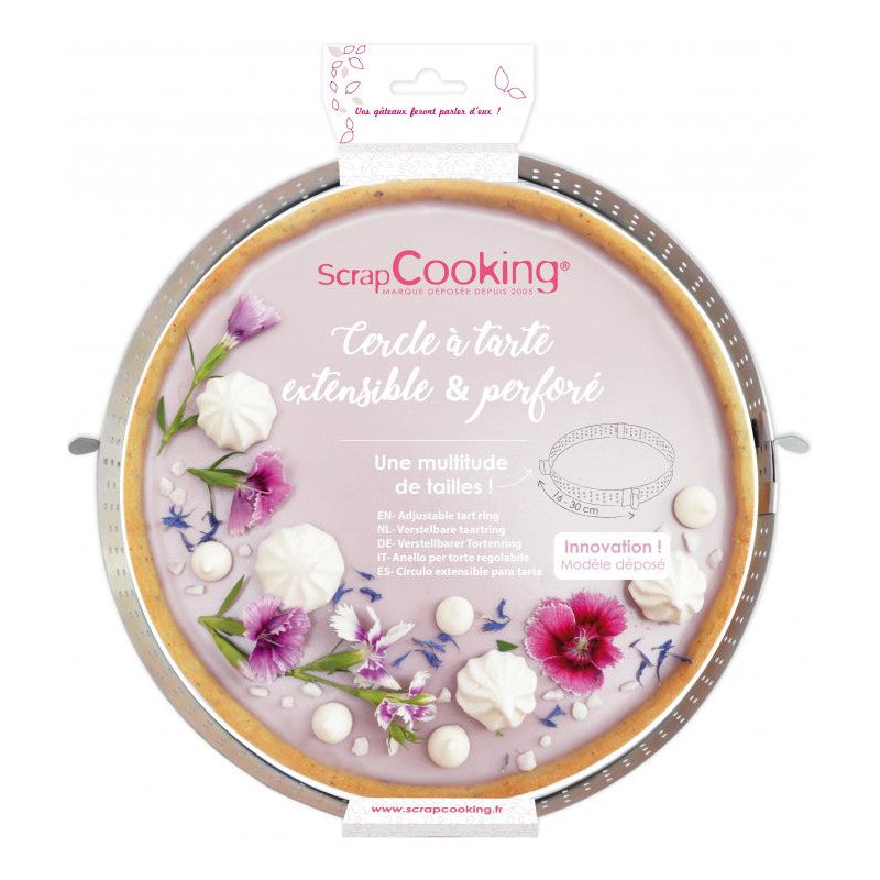 Cercle à tarte extensible perforé en inox de 16cm à 30cm    - Scrapcooking - Cercle à tarte -  - La Guilde Culinaire