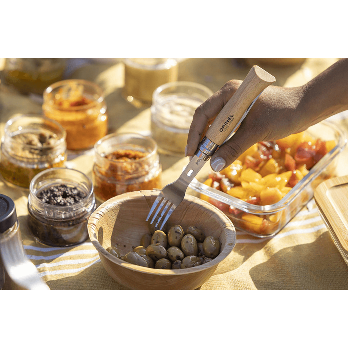 Opinel - Picnic+ Set fourchette et cuillère 2 en 1 pour Opinel N°08.    - Opinel - Ustensiles de poche -  - La Guilde Culinaire