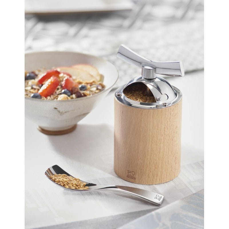 Moulin à graines de lin manuel en bois et inox couleur naturel 13 cm - Isen - Peugeot    - Peugeot - Moulin à épices -  - La Guilde Culinaire